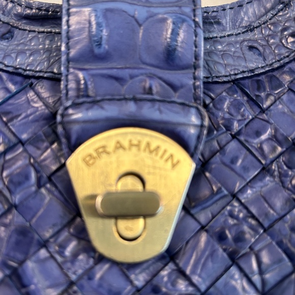 Brahmin Elegant Ltd Edition Retired Light Blue Tramer Glossy Hand Woven Leather - Picture 5 of 8